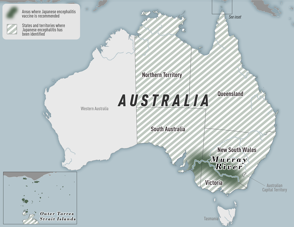 japanese encephalitis australia map