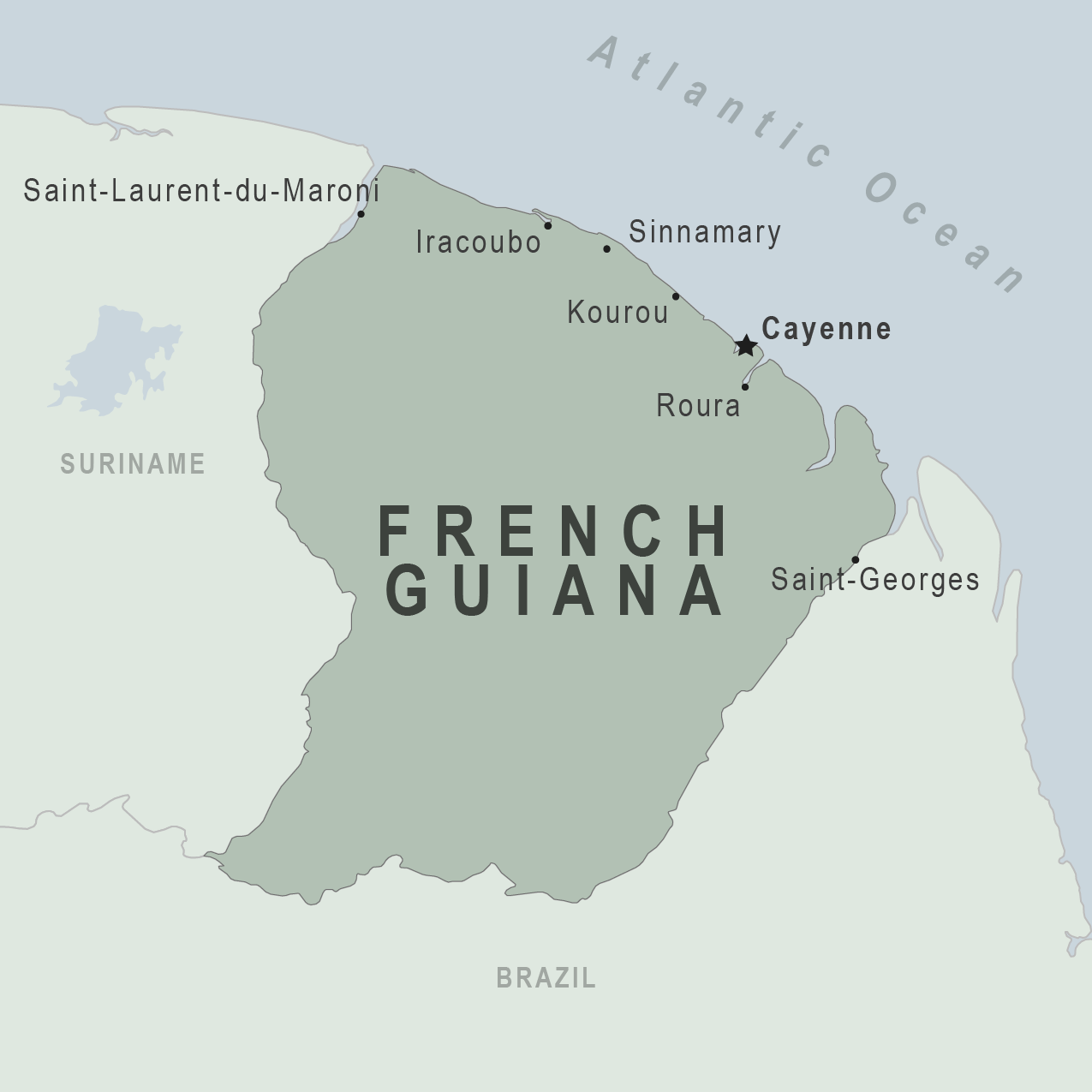 French Colonies Present Day   Map French Guiana 