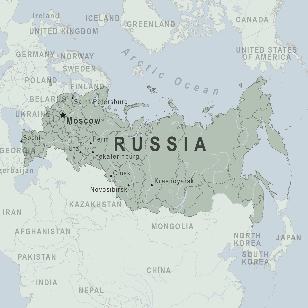 Map Of Russia And Its Surrounding Countries - Map of world