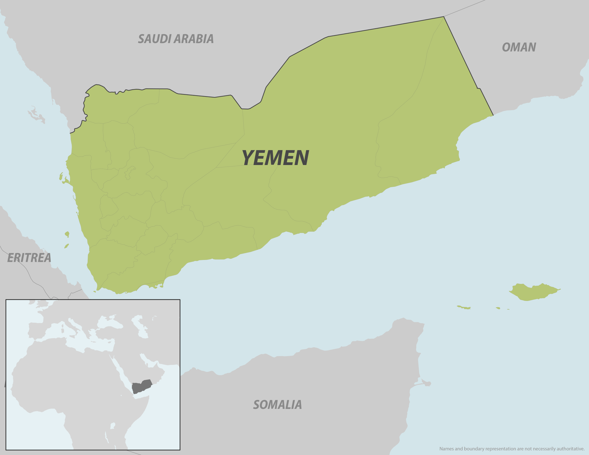 Map with Yemen shaded