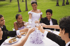 teenagers gathered for quinceanera celebration