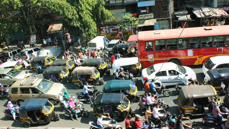 Busy street in India