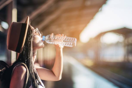 woman drinking water