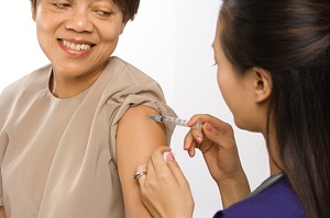 woman getting injection