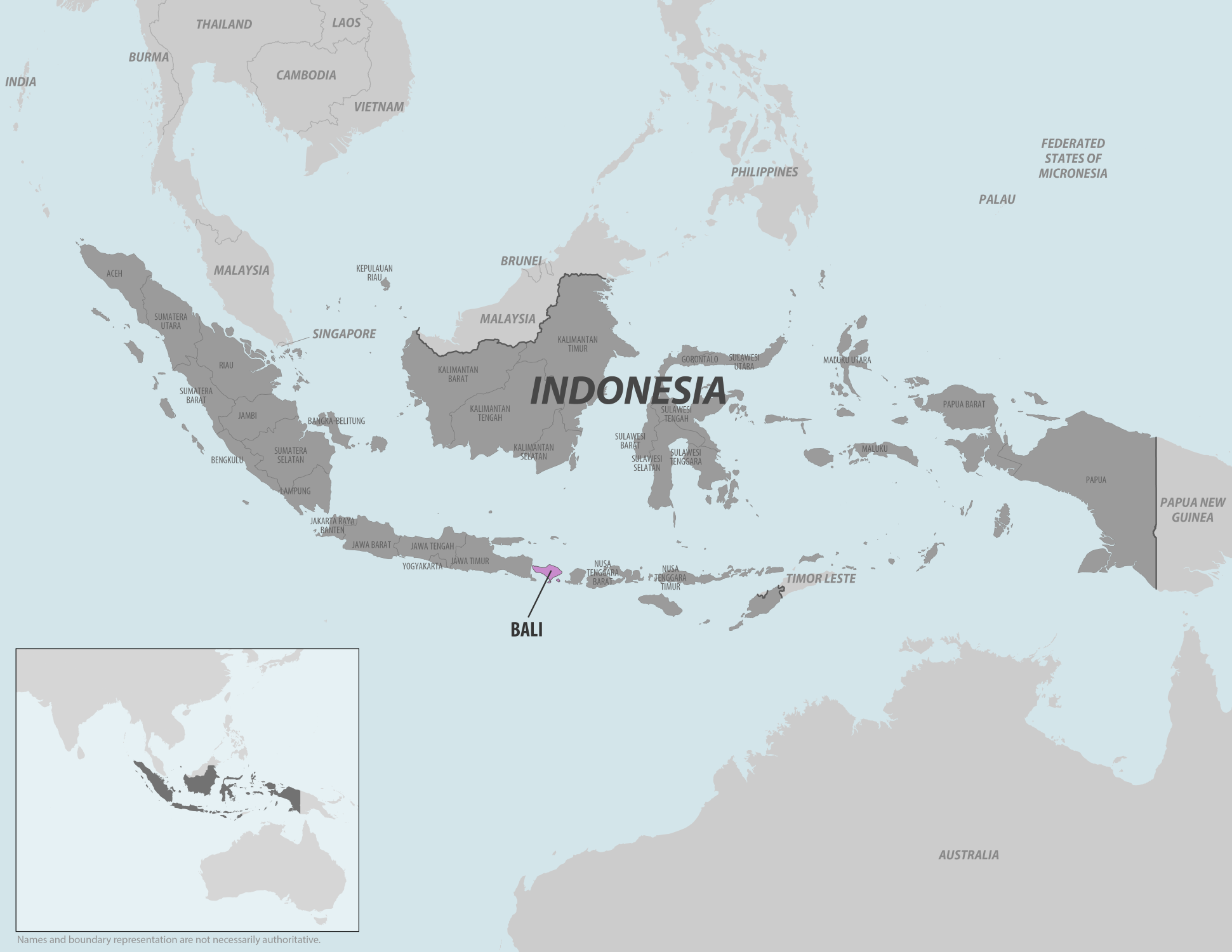 Map of Indonesia showing location of Bali