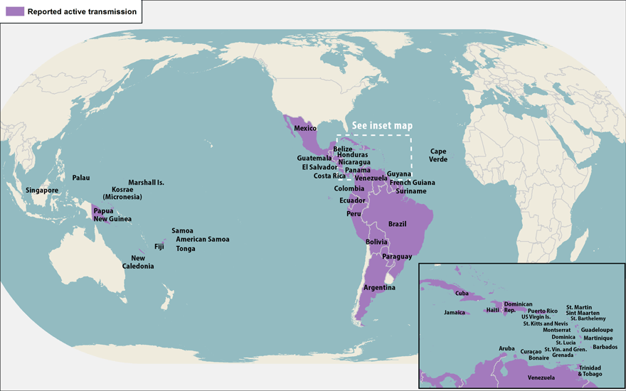 zika travel map