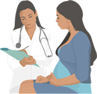 Doctor talking to pregnant patient